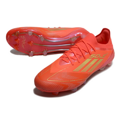 Scarpa da calcio Adidas F50 Primeknit Elite rossa e gialla per terreni compatti FG