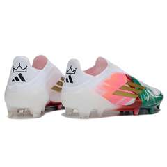 Scarpa da calcio Adidas F50 Elite Laceless bianca rossa e verde per terreni compatti FG