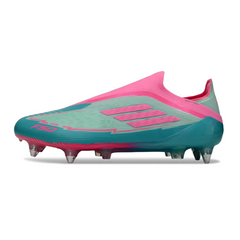 Scarpa da calcio Adidas F50 Elite SG senza lacci con tacchetti misti blu chiaro e rosa
