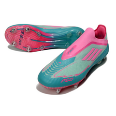 Scarpa da calcio Adidas F50 Elite SG senza lacci con tacchetti misti blu chiaro e rosa