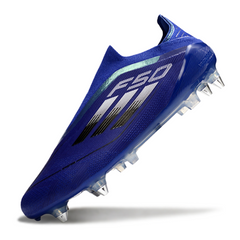 Botas de fútbol Adidas F50 Elite sin cordones, tacos mixtos azules SG