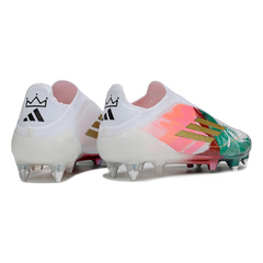Botas de fútbol Adidas F50 Elite sin cordones, tacos mixtos blancos, rojos y verdes SG