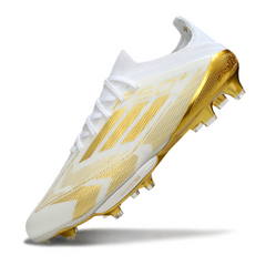 Botas de fútbol Adidas F50+ Elite FG para terreno firme, color blanco y dorado