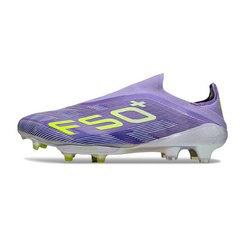 Botas de fútbol Adidas F50+ Elite sin cordones, color morado, para terreno firme (FG).