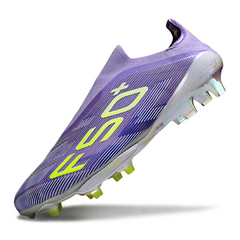 Botas de fútbol Adidas F50+ Elite sin cordones, color morado, para terreno firme (FG).