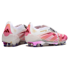 Scarpa da calcio Adidas Predator 25 Tongue Elite bianca e rosa per terreni compatti FG