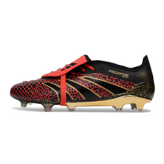 Scarpa da calcio Adidas Predator 25 Elite Tongue nera e rossa per terreni compatti FG