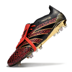 Scarpa da calcio Adidas Predator 25 Elite Tongue nera e rossa per terreni compatti FG