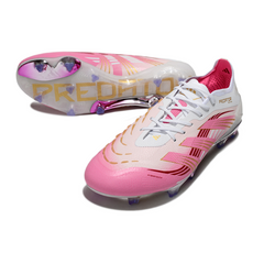 Scarpa da calcio Adidas Predator 25 Elite bianca e rosa per terreni compatti FG