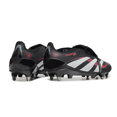 Botas de fútbol Adidas Predator 25 Elite Tongue FG para terreno firme, color negro y rojo