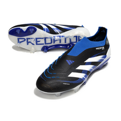 Scarpa da calcio Adidas Predator 25 Elite Laceless Nero Bianco e Blu per terreni compatti FG