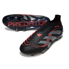 Botas de fútbol Adidas Predator 25 Elite sin cordones, color negro y rojo, para terreno firme FG