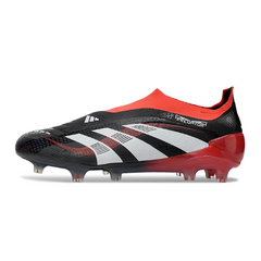 Scarpa da calcio Adidas Predator 25 Elite Laceless nera e bianca per terreni compatti FG