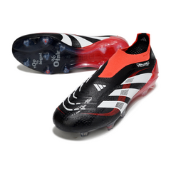 Scarpa da calcio Adidas Predator 25 Elite Laceless nera e bianca per terreni compatti FG