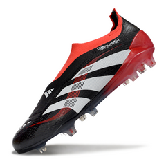 Scarpa da calcio Adidas Predator 25 Elite Laceless nera e bianca per terreni compatti FG