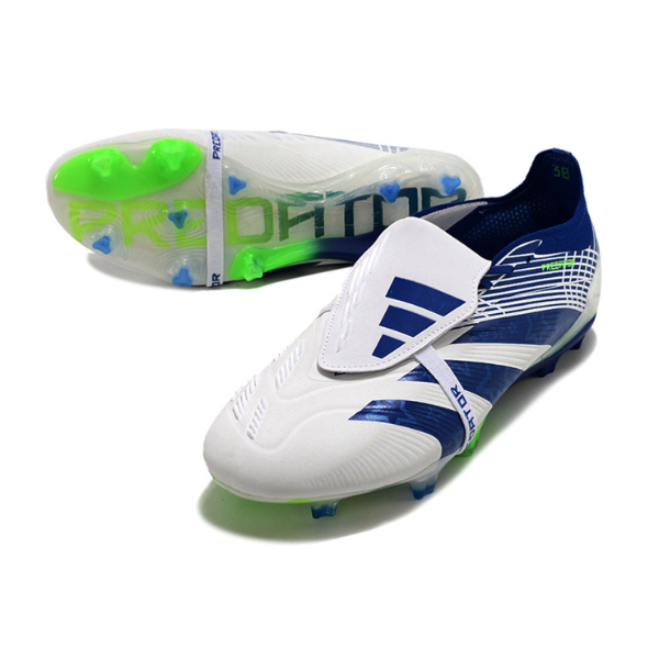 Chuteira Campo Adidas Predator 30 Elite Com Lingua FG Branca, Azul e Verde - VENI Futebol