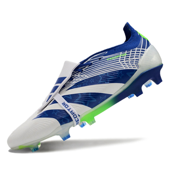 Chuteira Campo Adidas Predator 30 Elite Com Lingua FG Branca, Azul e Verde - VENI Futebol
