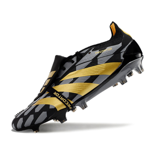 Chuteira Campo Adidas Predator 30 Elite Com Lingua FG Cinza, Preta e Amarela - VENI Futebol