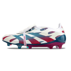Chuteira Campo Adidas Predator 30 Elite Com Lingua FG Branca, Azul Claro e Rosa - VENI Futebol