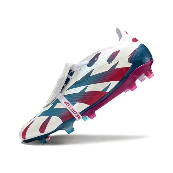 Chuteira Campo Adidas Predator 30 Elite Com Lingua FG Branca, Azul Claro e Rosa - VENI Futebol