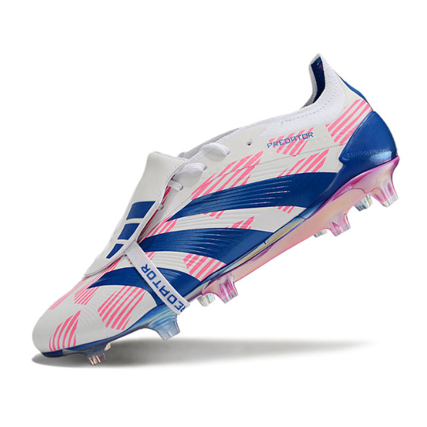 Chuteira Campo Adidas Predator 30 Elite Com Lingua FG Branca, Azul e Rosa - VENI Futebol