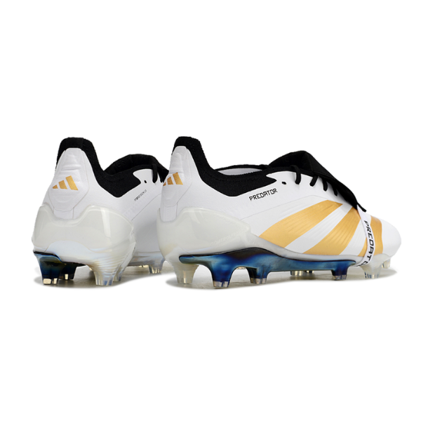Chuteira Campo Adidas Predator 30 Elite Com Lingua FG Branca, Preta e Amarela - VENI Futebol