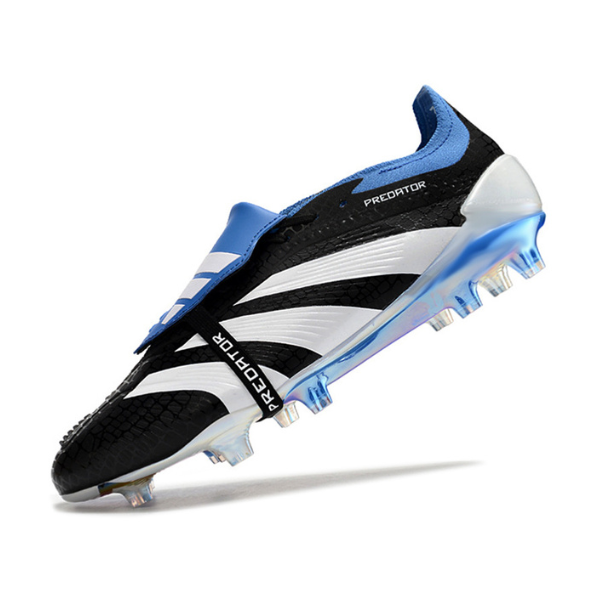 Chuteira Campo Adidas Predator 30 Elite Com Lingua FG Preta, Branca e Azul - VENI Futebol