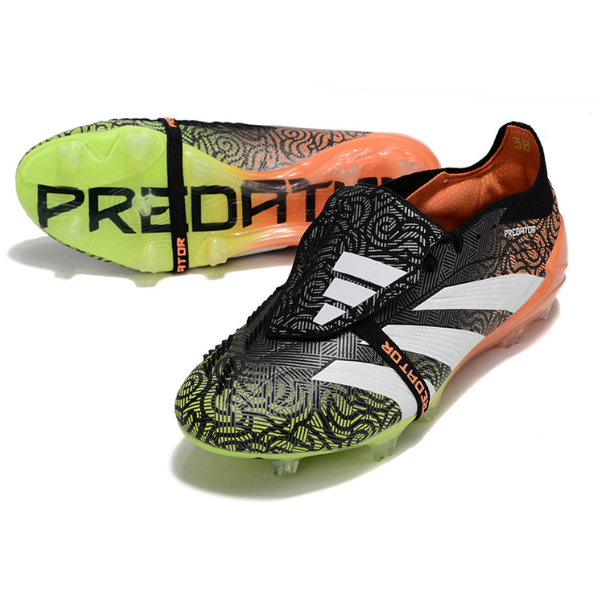 Chuteira Campo Adidas Predator 30 Elite Com Lingua FG Preta, Verde e Laranja - VENI Futebol