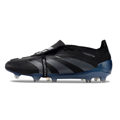 Bota de fútbol Adidas Predator 30 Elite Tongue negra y azul para terreno firme (FG).