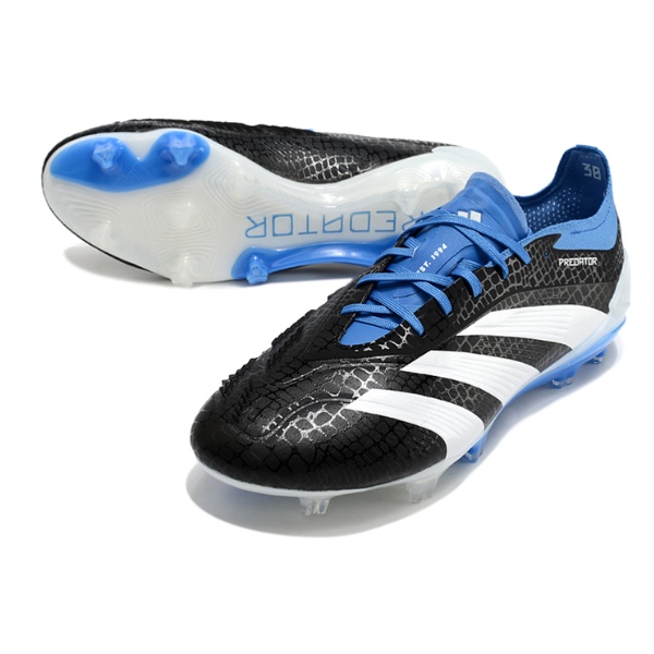 Chuteira Campo Adidas Predator 30 Elite FG Preta, Branca e Azul - VENI Futebol