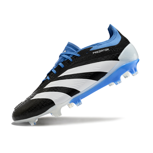 Chuteira Campo Adidas Predator 30 Elite FG Preta, Branca e Azul - VENI Futebol