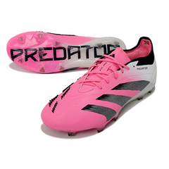 Botas de fútbol Adidas Predator 30 Elite rosa y blanco para terreno firme (FG).