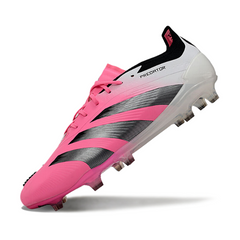 Botas de fútbol Adidas Predator 30 Elite rosa y blanco para terreno firme (FG).