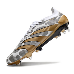 Botas de fútbol Adidas Predator 30 Elite SG con tacos mixtos en blanco, gris y amarillo