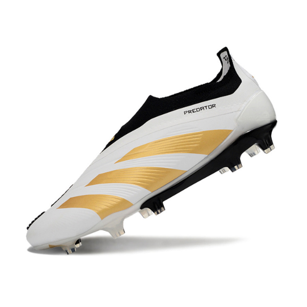 Chuteira Campo Adidas Predator 30 Elite Sem Cadarço FG Branca, Amarela e Preta - VENI Futebol