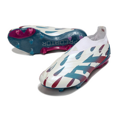 Chuteira Campo Adidas Predator 30 Elite Sem Cadarço FG Branca, Azul e Rosa - VENI Futebol