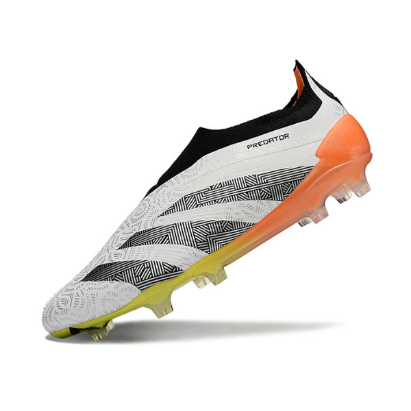 Chuteira Campo Adidas Predator 30 Elite Sem Cadarço FG Branca, Laranja e Cinza - VENI Futebol