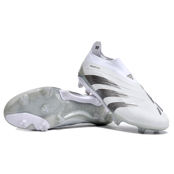 Chuteira Campo Adidas Predator 30 Elite Sem Cadarço FG Branca e Cinza - VENI Futebol