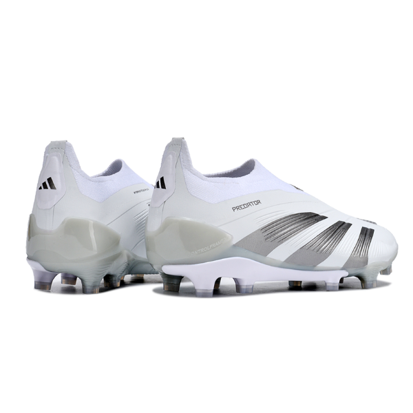 Chuteira Campo Adidas Predator 30 Elite Sem Cadarço FG Branca e Cinza - VENI Futebol