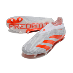 Botas de fútbol Adidas Predator 30 Elite sin cordones, color blanco y naranja, para terreno firme FG