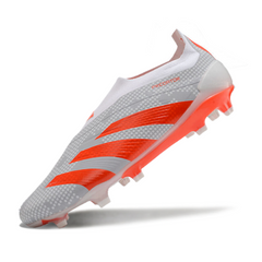 Botas de fútbol Adidas Predator 30 Elite sin cordones, color blanco y naranja, para terreno firme FG