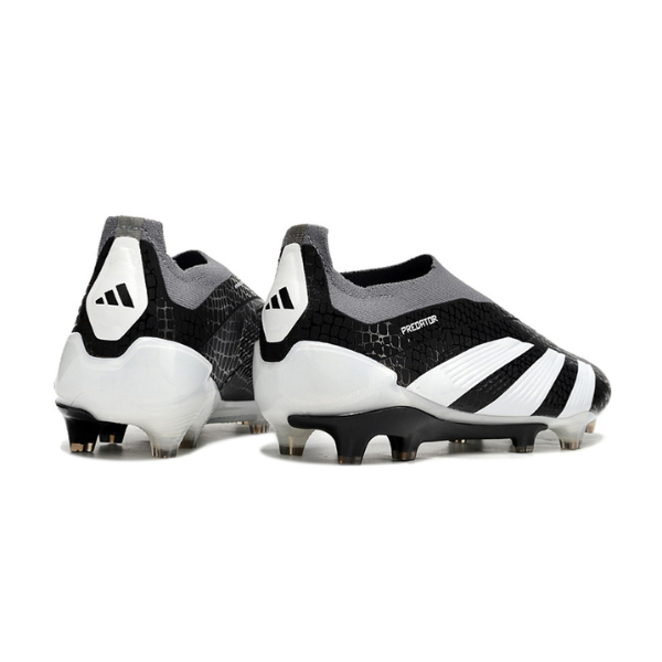 Chuteira Campo Adidas Predator 30 Elite Sem Cadarço FG Preta, Branca e Cinza - VENI Futebol