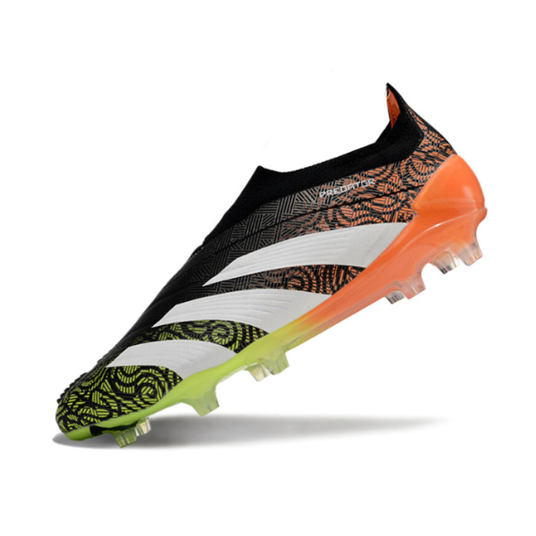 Chuteira Campo Adidas Predator 30 Elite Sem Cadarço FG Preta, Verde e Laranja - VENI Futebol