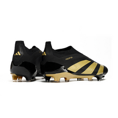Chuteira Campo Adidas Predator 30 Elite Sem Cadarço FG Preta e Dourada - VENI Futebol