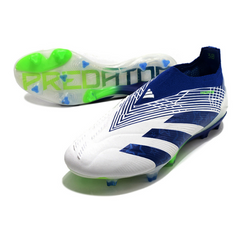 Chuteira Campo Adidas Predator 30 Elite Sem Cadarço FG Branca, Azul e Verde - VENI Futebol