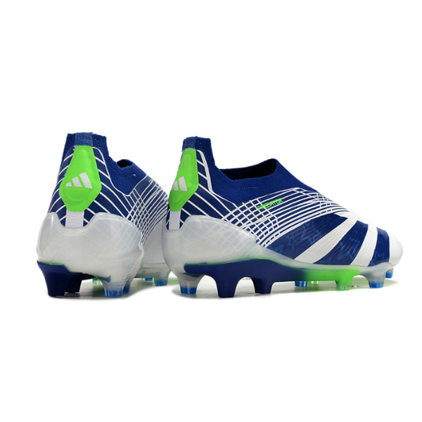 Chuteira Campo Adidas Predator 30 Elite Sem Cadarço FG Branca, Azul e Verde - VENI Futebol