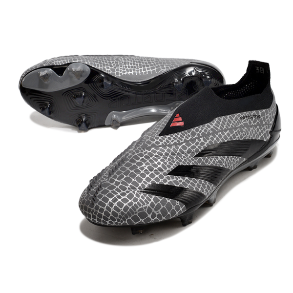 Chuteira Campo Adidas Predator 30 Elite Sem Cadarço FG Cinza e Preta - VENI Futebol