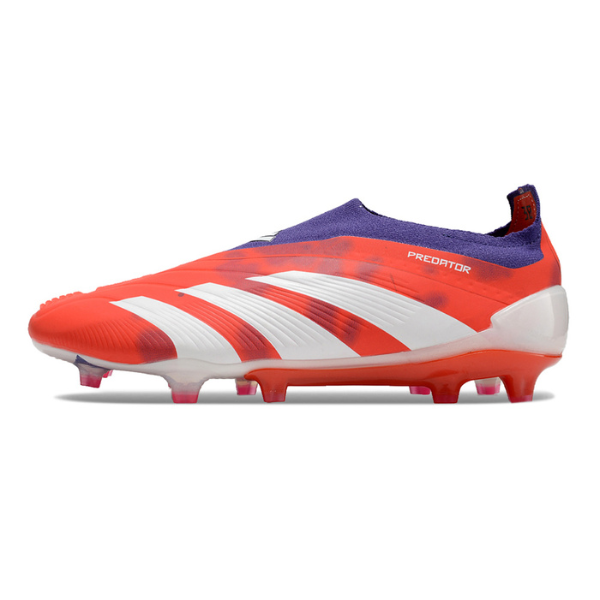 Chuteira Campo Adidas Predator 30 Elite Sem Cadarço FG Vermelha, Branca e Roxa - VENI Futebol