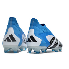Chuteira Campo Adidas Predator Accuracy+ FG Branca, Azul e Preta - VENI Futebol