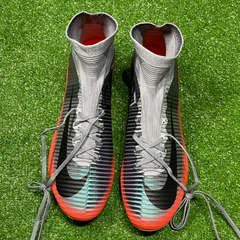 Chuteira Campo Nike Mercurial Superfly 5 Elite FG CR7 Cinza e Laranja Tamanho 42